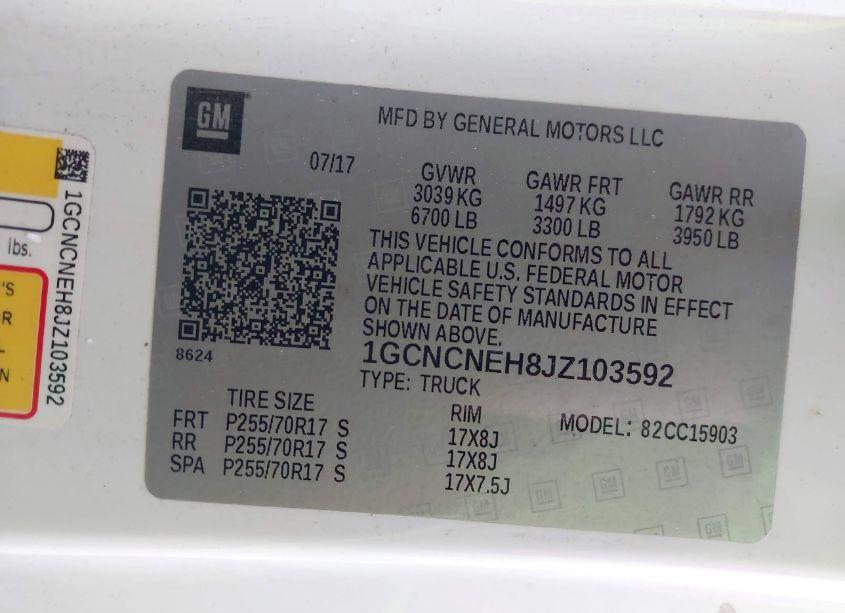 Photo 9 of 2018 Chevrolet Silverado 1500 WORK TRUCK (VIN 1GCNCNEH8JZ103592)