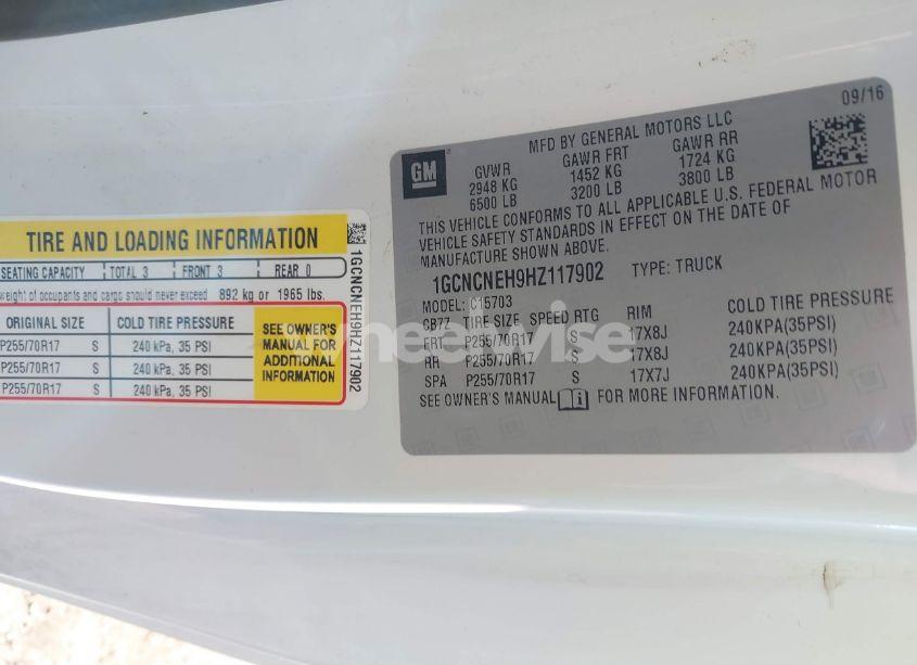 Photo 9 of 2017 Chevrolet Silverado 1500 WT (VIN 1GCNCNEH9HZ117902)