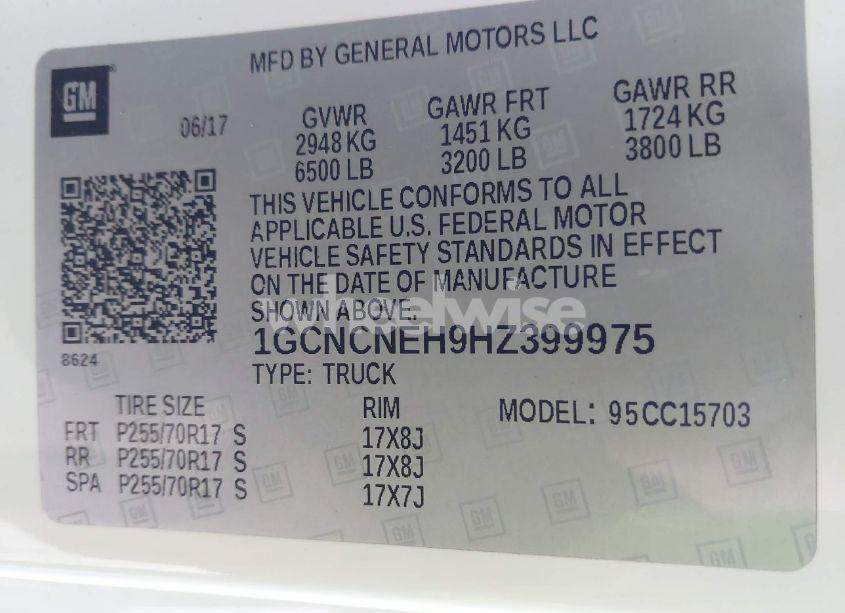 Photo 9 of 2017 Chevrolet Silverado 1500 WT (VIN 1GCNCNEH9HZ399975)