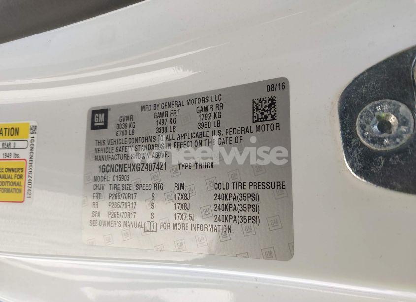 Photo 9 of 2016 Chevrolet Silverado 1500 WT (VIN 1GCNCNEHXGZ407421)