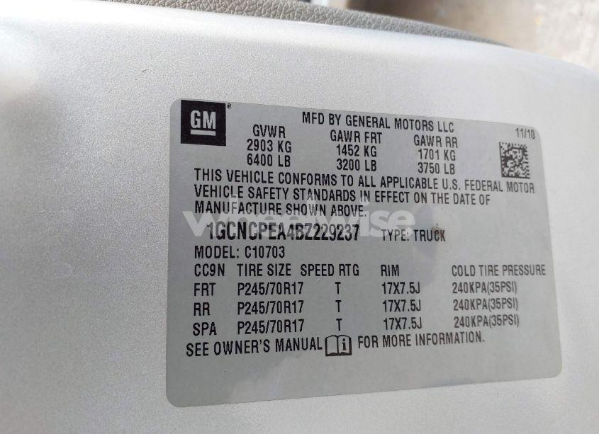 Photo 9 of 2011 Chevrolet Silverado 1500 WORK TRUCK (VIN 1GCNCPEA4BZ229237)