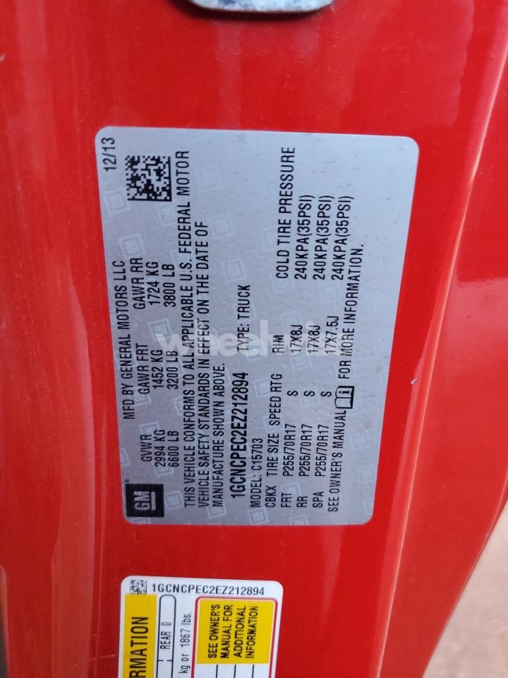 Photo 12 of 2014 CHEVROLET SILVERADO C1500 (VIN 1GCNCPEC2EZ212894)