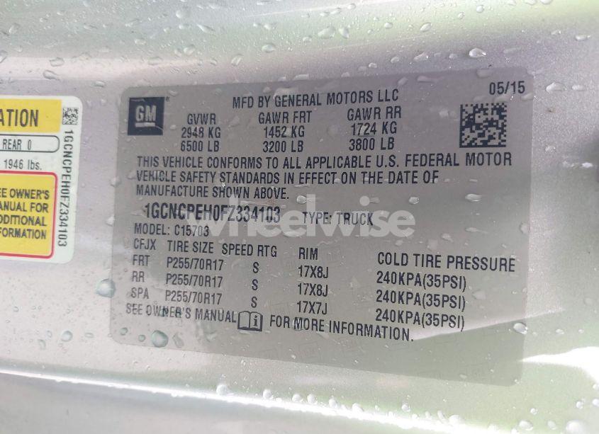 Photo 9 of 2015 Chevrolet Silverado 1500 WT (VIN 1GCNCPEH0FZ334103)