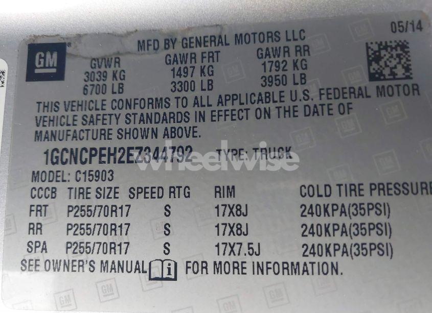 Photo 9 of 2014 Chevrolet Silverado 1500 WORK TRUCK 1WT (VIN 1GCNCPEH2EZ344792)