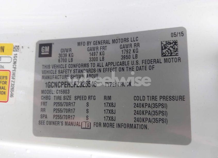 Photo 9 of 2015 Chevrolet Silverado 1500 WT (VIN 1GCNCPEH5FZ326546)