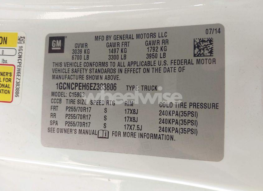 Photo 9 of 2014 Chevrolet Silverado 1500 WORK TRUCK 1WT (VIN 1GCNCPEH6EZ383806)