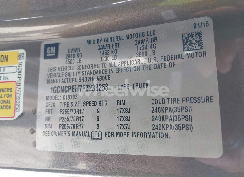 Photo 9 of 2015 Chevrolet Silverado 1500 WT (VIN 1GCNCPEH7FZ233253)