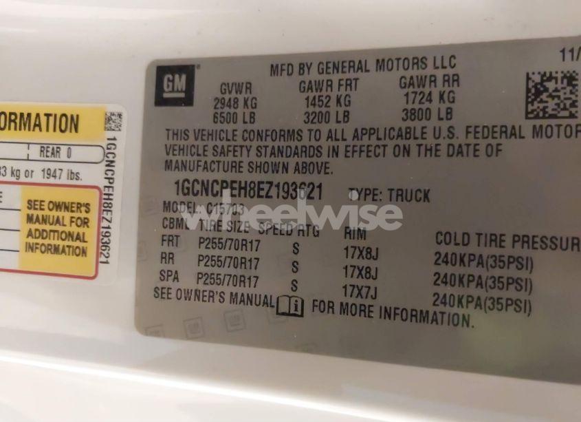 Photo 9 of 2014 Chevrolet Silverado 1500 WORK TRUCK 1WT (VIN 1GCNCPEH8EZ193621)