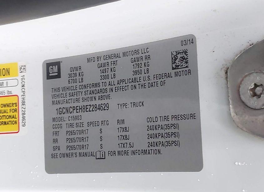 Photo 9 of 2014 Chevrolet Silverado 1500 WORK TRUCK 1WT (VIN 1GCNCPEH8EZ284629)