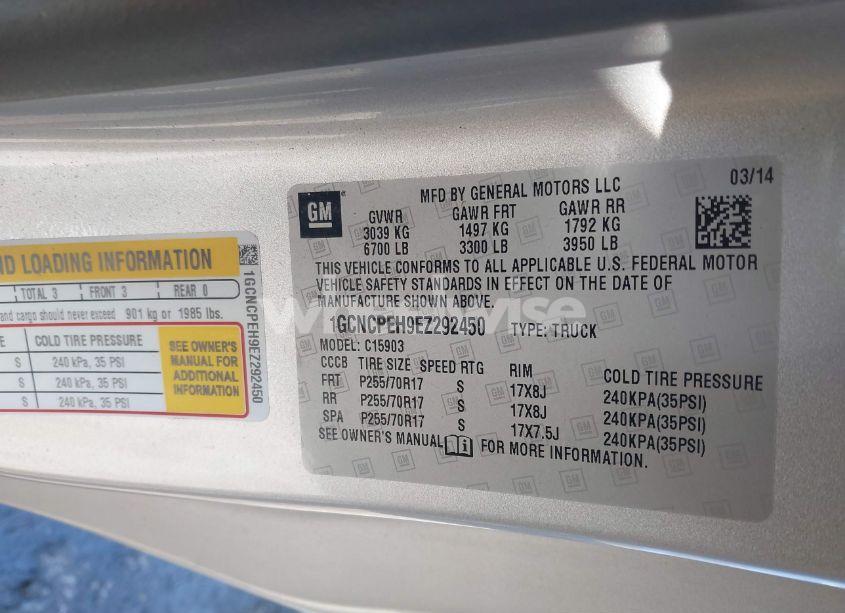 Photo 9 of 2014 Chevrolet Silverado 1500 WORK TRUCK 1WT (VIN 1GCNCPEH9EZ292450)