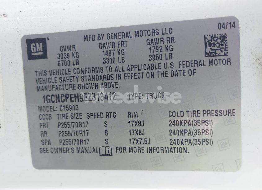 Photo 9 of 2014 Chevrolet Silverado 1500 WORK TRUCK 1WT (VIN 1GCNCPEH9EZ313412)