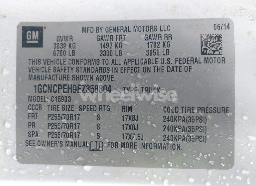 Photo 9 of 2014 Chevrolet Silverado 1500 WORK TRUCK 1WT (VIN 1GCNCPEH9EZ358804)