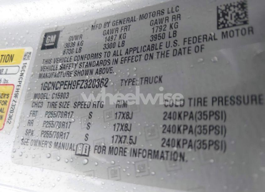 Photo 9 of 2015 Chevrolet Silverado 1500 WT (VIN 1GCNCPEH9FZ320362)