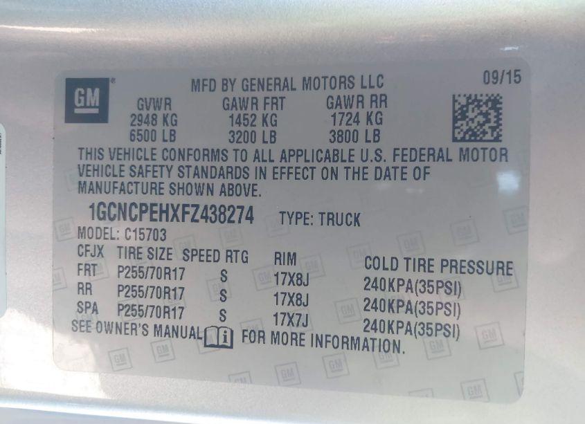 Photo 9 of 2015 Chevrolet Silverado 1500 LS (VIN 1GCNCPEHXFZ438274)