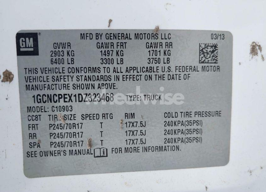Photo 9 of 2013 Chevrolet Silverado 1500 WORK TRUCK (VIN 1GCNCPEX1DZ323468)