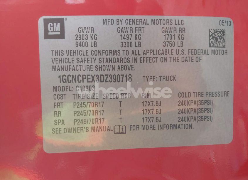 Photo 9 of 2013 Chevrolet Silverado 1500 WORK TRUCK (VIN 1GCNCPEX3DZ390718)