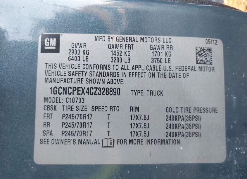 Photo 9 of 2012 Chevrolet Silverado 1500 WORK TRUCK (VIN 1GCNCPEX4CZ328890)