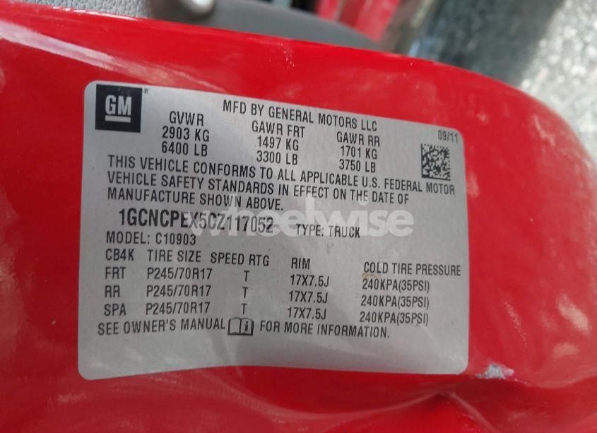 Photo 9 of 2012 Chevrolet Silverado 1500 WORK TRUCK (VIN 1GCNCPEX5CZ117052)