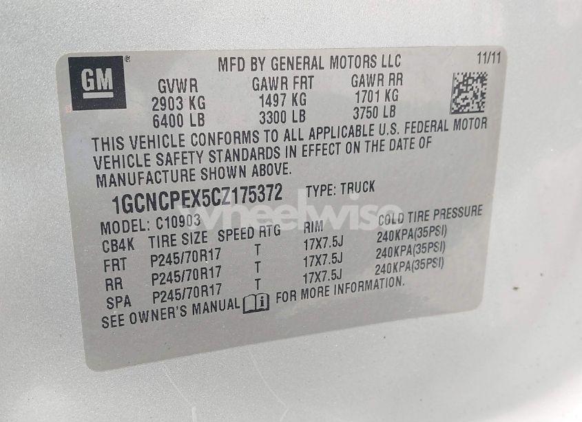 Photo 9 of 2012 Chevrolet Silverado 1500 WORK TRUCK (VIN 1GCNCPEX5CZ175372)