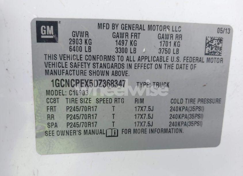 Photo 9 of 2013 Chevrolet Silverado 1500 WORK TRUCK (VIN 1GCNCPEX5DZ368347)