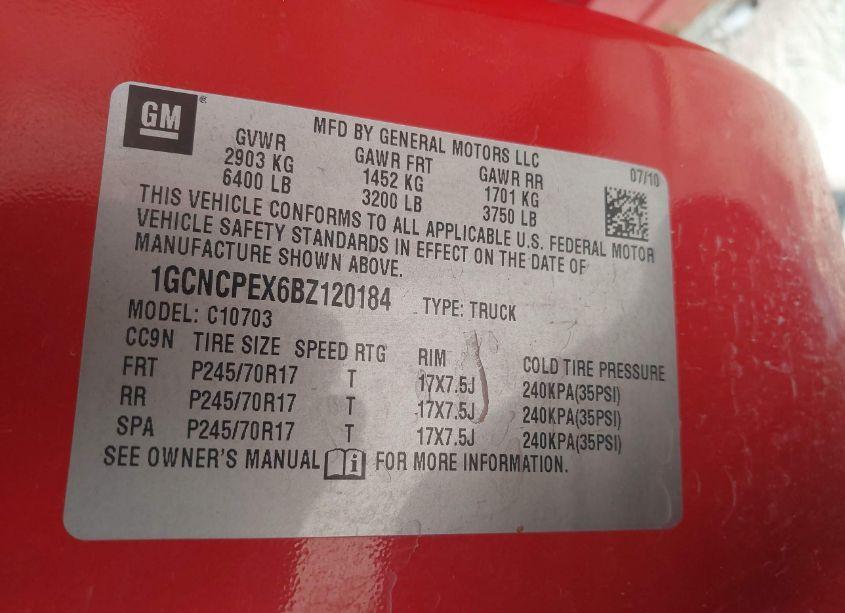 Photo 9 of 2011 Chevrolet Silverado 1500 WORK TRUCK (VIN 1GCNCPEX6BZ120184)