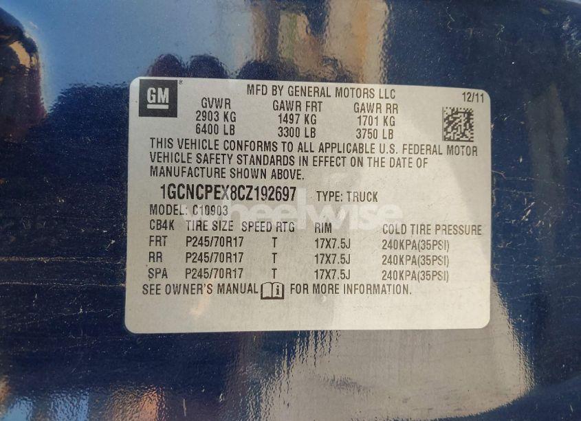 Photo 9 of 2012 Chevrolet Silverado 1500 WORK TRUCK (VIN 1GCNCPEX8CZ192697)