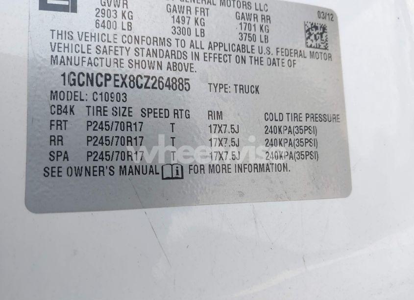 Photo 9 of 2012 Chevrolet Silverado 1500 WORK TRUCK (VIN 1GCNCPEX8CZ264885)