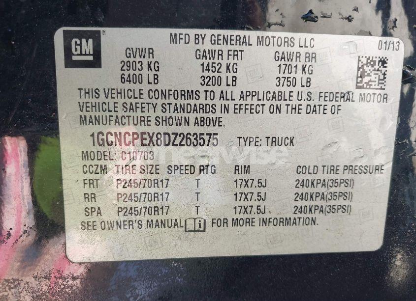 Photo 9 of 2013 Chevrolet Silverado 1500 WORK TRUCK (VIN 1GCNCPEX8DZ263575)