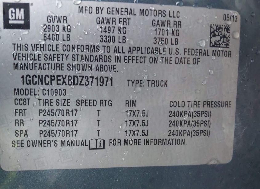 Photo 9 of 2013 Chevrolet Silverado 1500 WORK TRUCK (VIN 1GCNCPEX8DZ371971)
