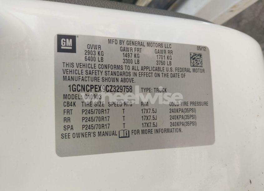 Photo 9 of 2012 Chevrolet Silverado 1500 WORK TRUCK (VIN 1GCNCPEX9CZ329758)