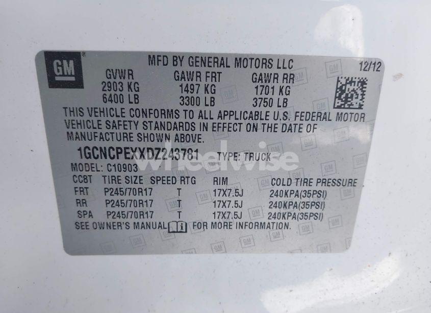 Photo 9 of 2013 Chevrolet Silverado 1500 WORK TRUCK (VIN 1GCNCPEXXDZ243781)