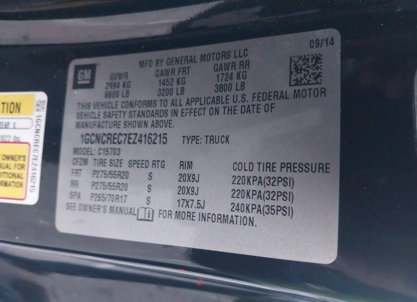 Photo 9 of 2014 Chevrolet Silverado 1500 1LT (VIN 1GCNCREC7EZ416215)