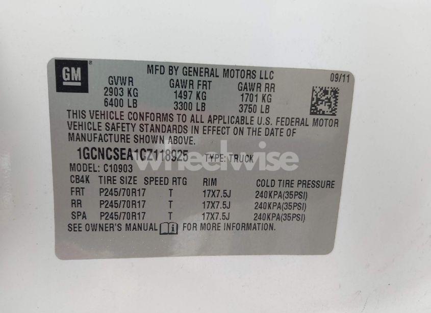 Photo 9 of 2012 Chevrolet Silverado 1500 LT (VIN 1GCNCSEA1CZ118925)