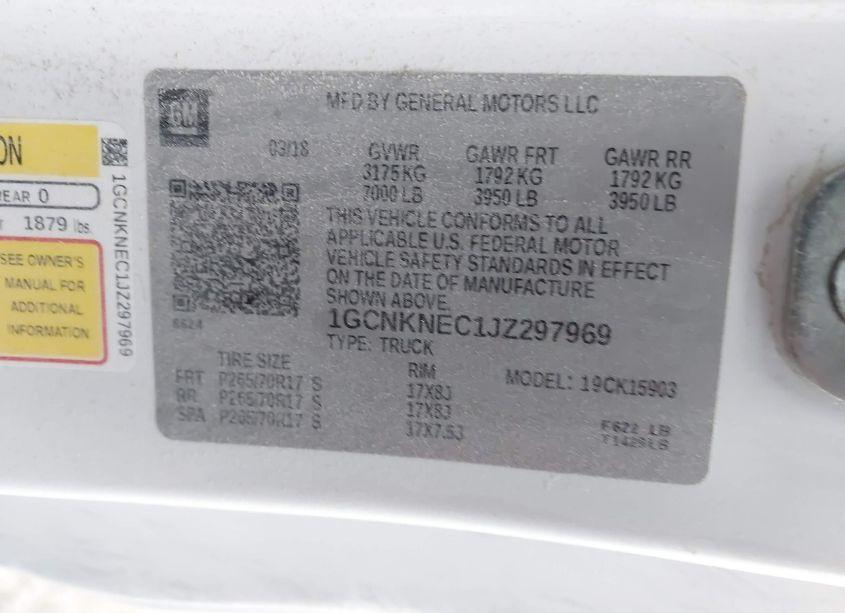 Photo 9 of 2018 Chevrolet Silverado 1500 WT (VIN 1GCNKNEC1JZ297969)