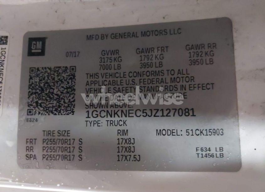 Photo 9 of 2018 Chevrolet Silverado 1500 WT (VIN 1GCNKNEC5JZ127081)