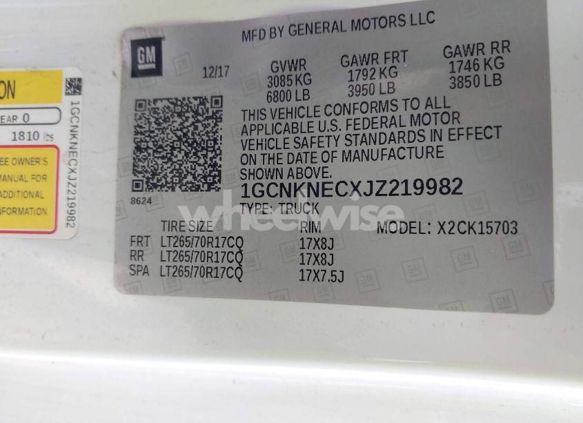 Photo 9 of 2018 Chevrolet Silverado 1500 WT (VIN 1GCNKNECXJZ219982)