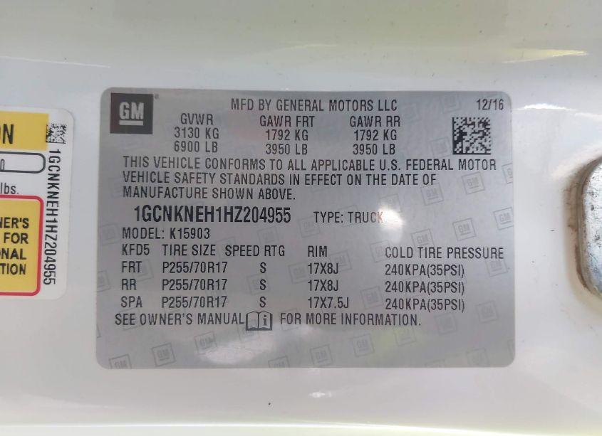 Photo 9 of 2017 Chevrolet Silverado 1500 WT (VIN 1GCNKNEH1HZ204955)