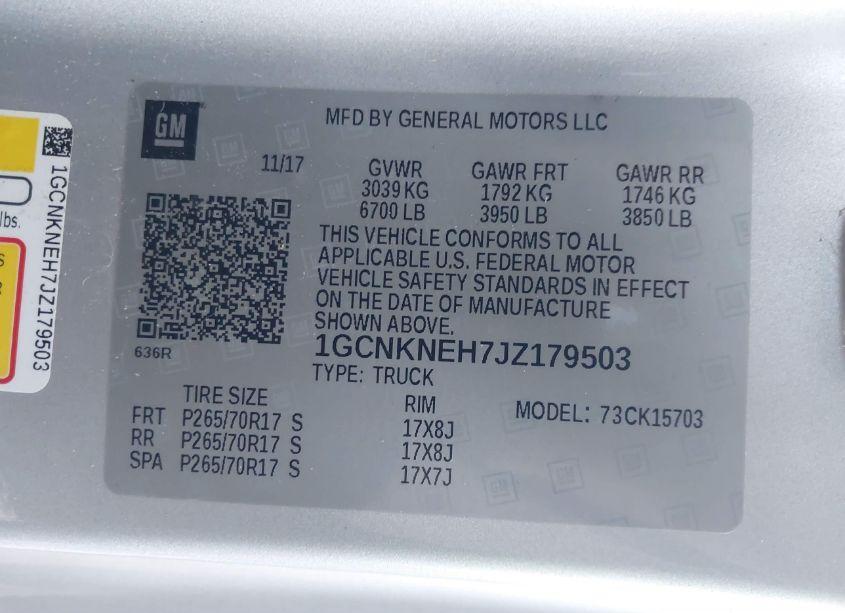 Photo 9 of 2018 Chevrolet Silverado 1500 WT (VIN 1GCNKNEH7JZ179503)