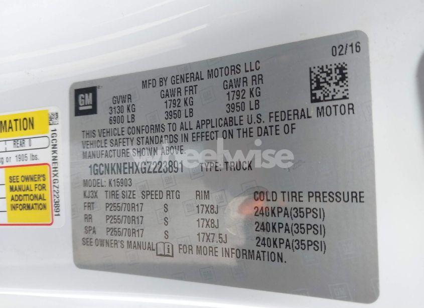 Photo 9 of 2016 Chevrolet Silverado 1500 WT (VIN 1GCNKNEHXGZ223891)