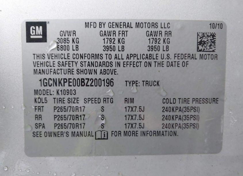 Photo 9 of 2011 Chevrolet Silverado 1500 WORK TRUCK (VIN 1GCNKPE00BZ200196)