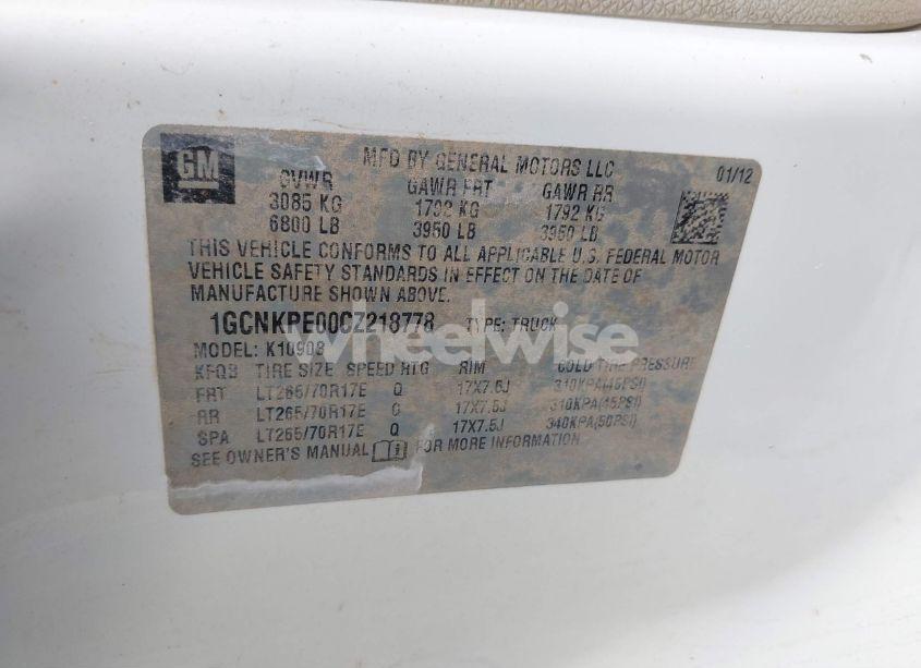 Photo 9 of 2012 Chevrolet Silverado 1500 WORK TRUCK (VIN 1GCNKPE00CZ218778)