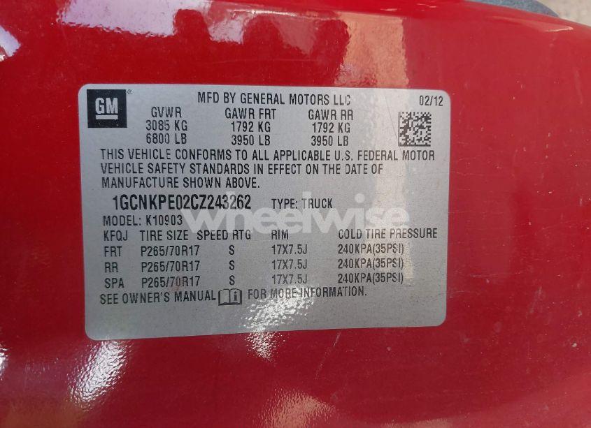 Photo 9 of 2012 Chevrolet Silverado 1500 WORK TRUCK (VIN 1GCNKPE02CZ243262)