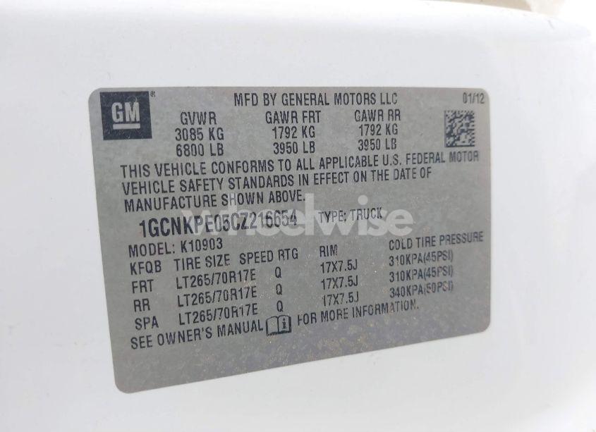 Photo 9 of 2012 Chevrolet Silverado 1500 WORK TRUCK (VIN 1GCNKPE05CZ216654)