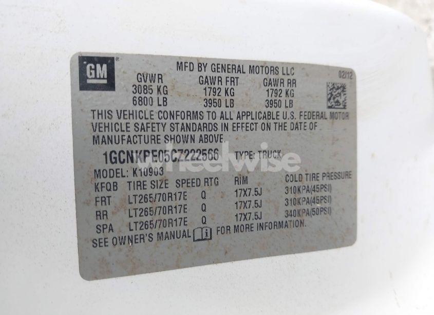 Photo 9 of 2012 Chevrolet Silverado 1500 WORK TRUCK (VIN 1GCNKPE05CZ222566)