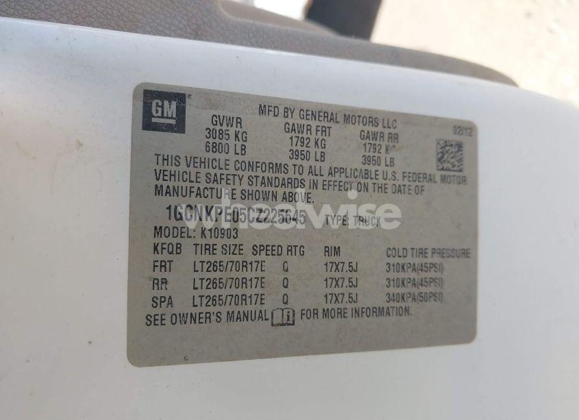 Photo 9 of 2012 Chevrolet Silverado 1500 WORK TRUCK (VIN 1GCNKPE05CZ225645)