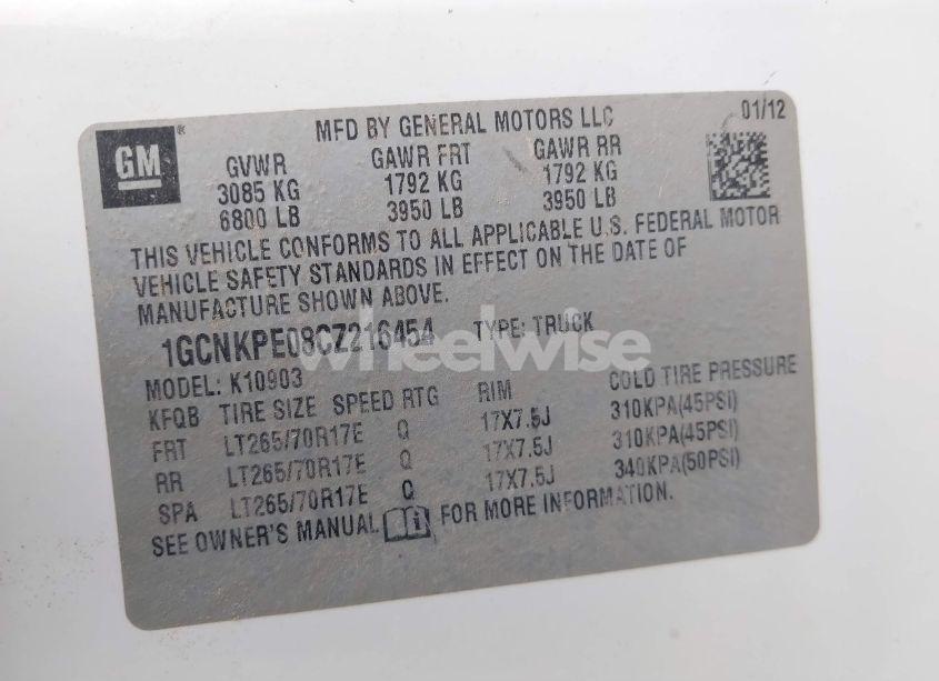 Photo 9 of 2012 Chevrolet Silverado 1500 WORK TRUCK (VIN 1GCNKPE08CZ216454)