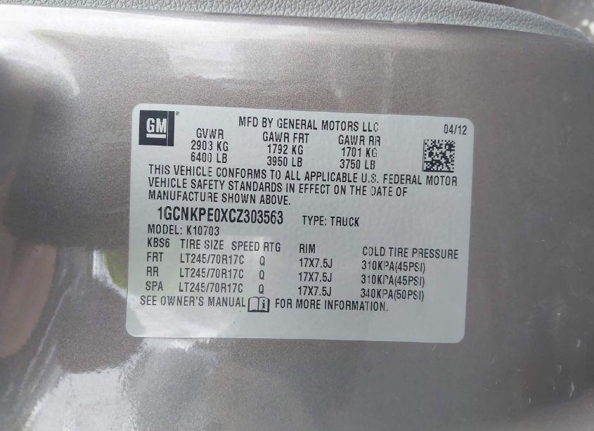 Photo 9 of 2012 Chevrolet Silverado 1500 WORK TRUCK (VIN 1GCNKPE0XCZ303563)