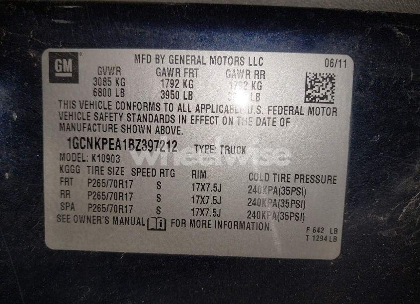 Photo 9 of 2011 Chevrolet Silverado 1500 WORK TRUCK (VIN 1GCNKPEA1BZ397212)