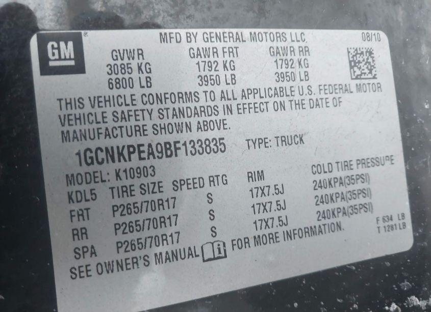 Photo 9 of 2011 Chevrolet Silverado 1500 WORK TRUCK (VIN 1GCNKPEA9BF133835)