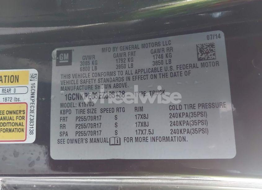 Photo 9 of 2014 Chevrolet Silverado 1500 WORK TRUCK 2WT (VIN 1GCNKPEC3EZ383138)